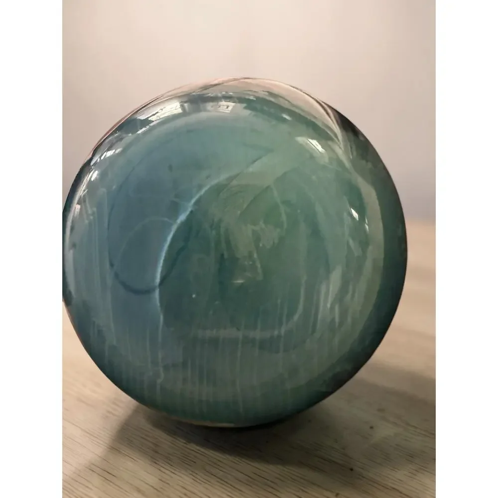 Josh Simpson Signed 2000 Blue New Mexico Art Glass Vase - 12